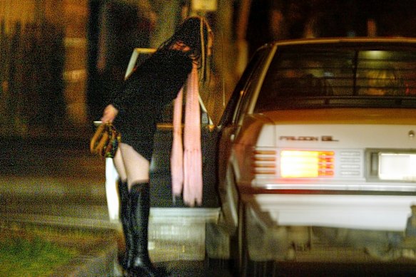 A sex worker in St Kilda in the early 2000s.
