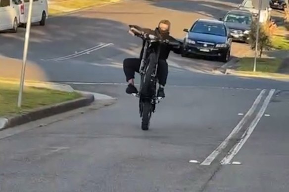 A screengrab from a video of the teenager riding an e-bike. It was not clear when the video was taken.






