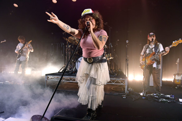 Remi Wolf performs on stage at the Timber Yard.