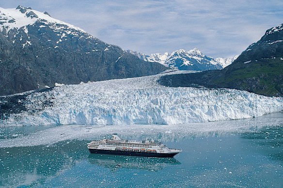 A Holland America ship in Glacier Bay, Alaska.