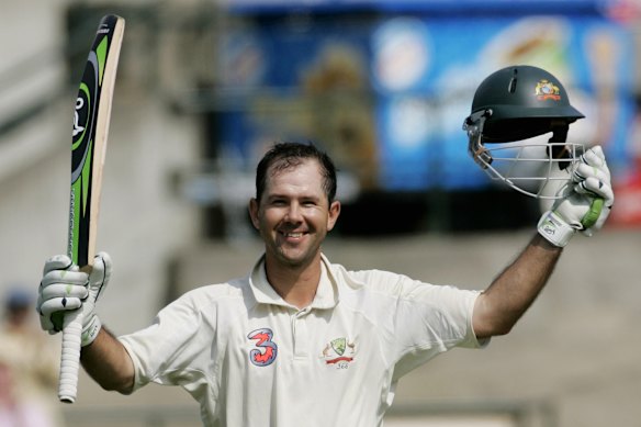  celebrating a Test hundred against South Africa in 2006.