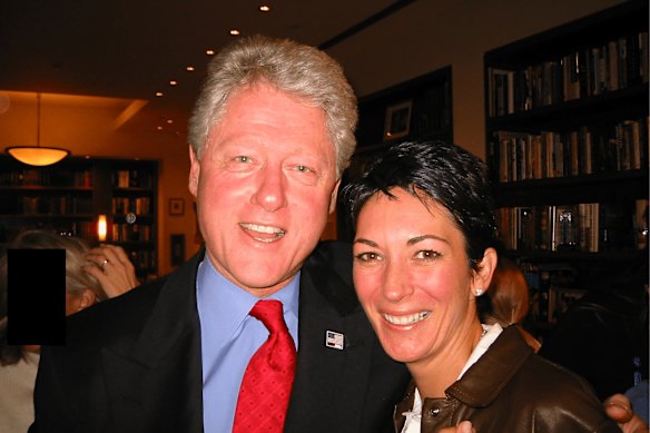A photograph provided by the US Justice Department shows President Bill Clinton with Ghislaine Maxwell.