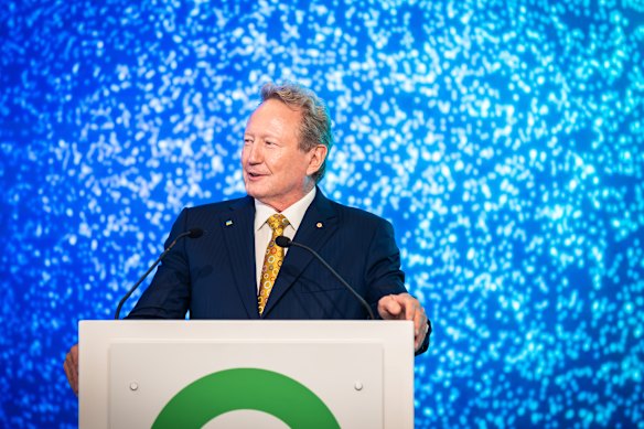 Andrew Forrest at the Fortescue AGM last month.
