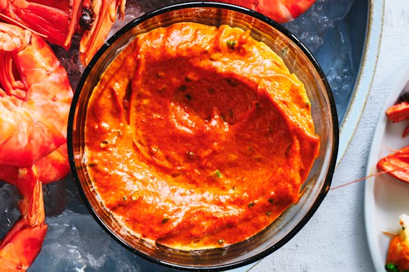 Prawns with paprika aioli.