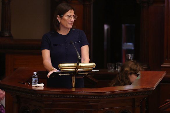 Alexandra Shehadie delivers the eulogy for her mother. 