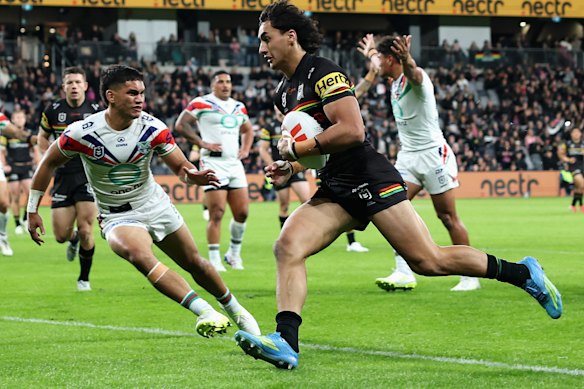 Penrith’s Casey McLean opens the scoring on Sunday night.