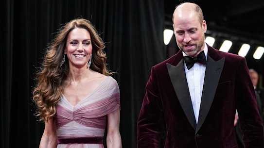 The Prince and Princess of Wales appear at the BAFTA awards ceremony in London in coordinated looks.