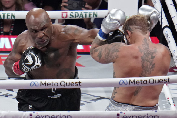 Mike Tyson during his recent fight with Jake Paul.