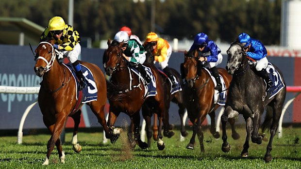 Kerrin McEvoy rides Autumn Glow to victory in the Up And Coming Stakes at Rosehill on August 31 last year.