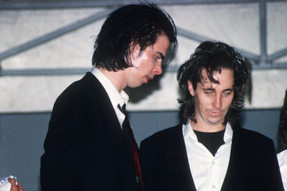 Conway Savage (right) with Nick Cave in 1990, the year Savage joined The Bad Seeds.