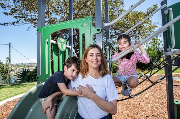 Robyn Ivett and her children Charlotte and Kai O’Brien. Parenting through perimenopause has had its challenges.