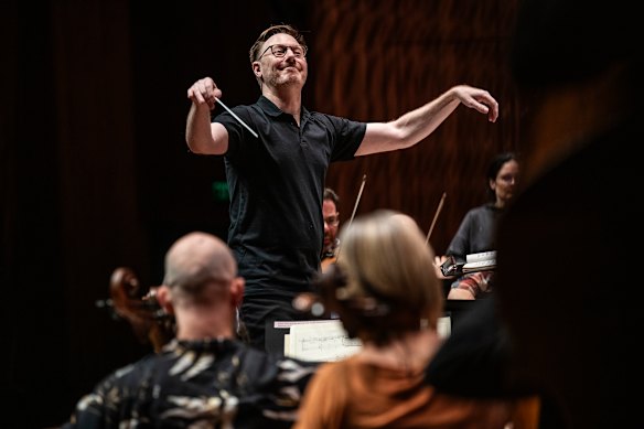 Benjamin Northey rehearses with the Sydney Symphony Orchestra this week.