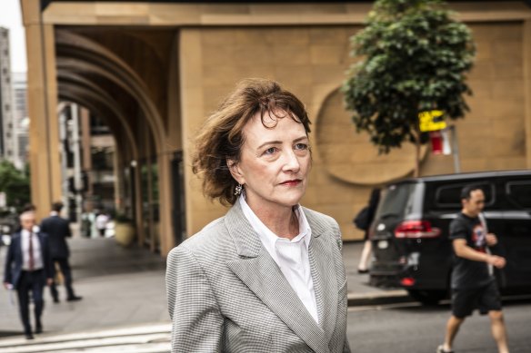Fiona Brown, the former chief of staff to then defence industry minister Linda Reynolds, outside the Federal Court in Sydney.