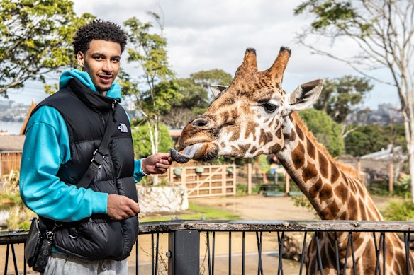 Tyrese Proctor met the wildlife at Taronga Zoo.