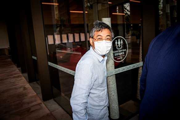 John Changjin Li arrives at court in relation to one of a dozen legal battles involving his Sydney property empire.