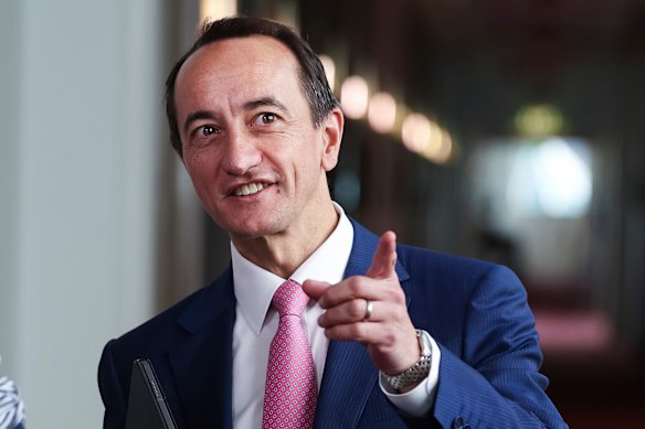 Senator Dave Sharma in the press gallery at Parliament House on Thursday.