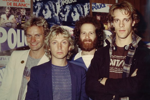 Mushroom founder Michael Gudinski with The Police in 1981.