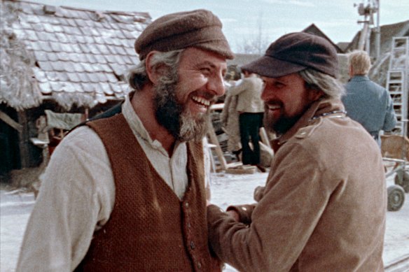 Director Norman Jewison (right) and Israeli actor Chaim Topol, who played  Tevye in the 1971 film.