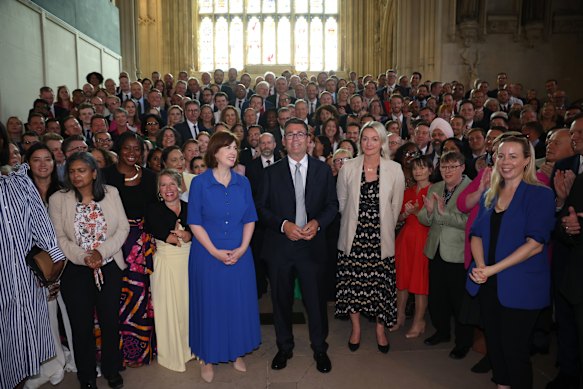Andy Burnham with the Labour Party after his swearing-in.