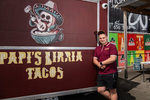 Lawrence Diaz in front of his first food truck shop in Haberfield. Now, he has opened a restaurant selling the same food in Darlinghurst.
