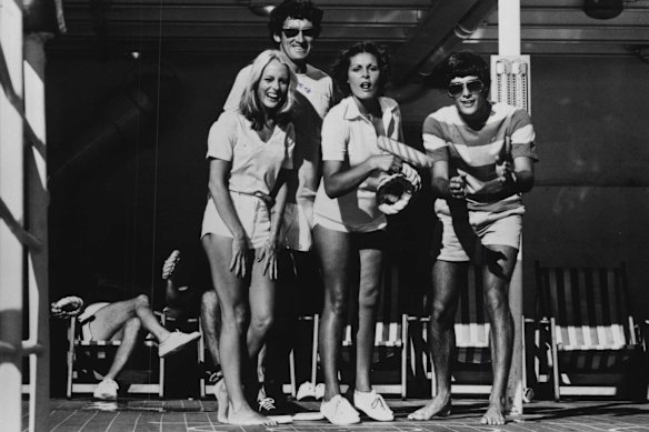 Passengers play deck quoits aboard a cruise ship in 1981.