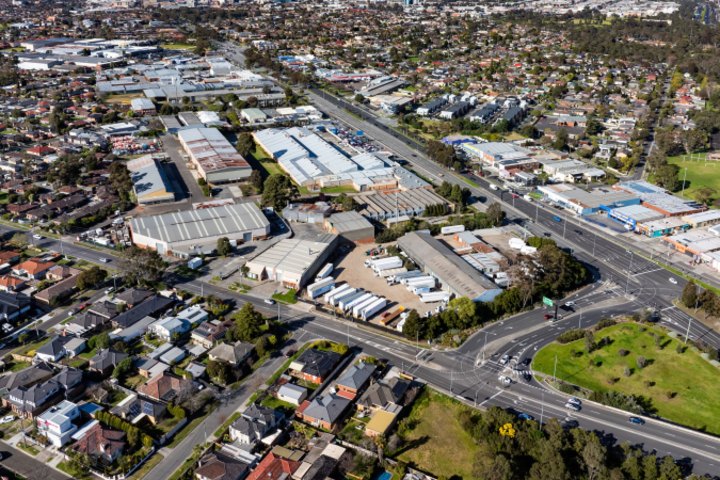 Aerial of “The Island” site on Princes Highway, North Dandenong.