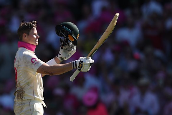 Steve Smith after reaching 100 at the SCG.