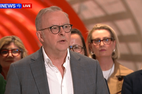 Prime Minister Anthony Albanese in the Metro Tunnel on Sunday.