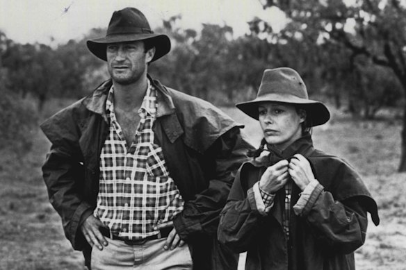 Bryan Brown with Helen Morse in A Town Like Alice.