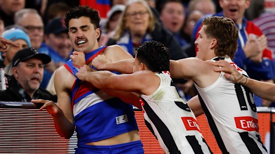 Joel Freijah and Nick Daicos weren’t afraid to mix things up physically.