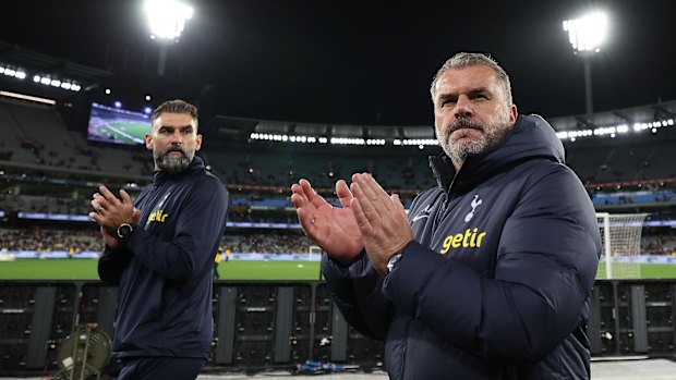 Mile Jedinak and Ange Postecoglou at Tottenham.
