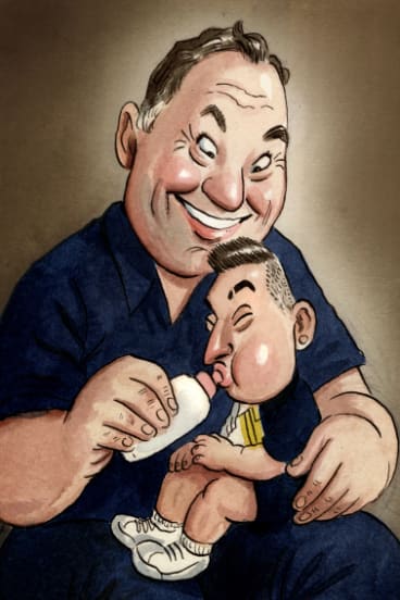 Helpng hand: Mo Lahyani and Nick Krygios. Illustration: John Shakespeare