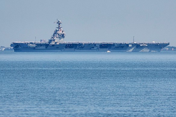 Aircraft carrier the USS Gerald R. Ford is now in position off the coast of Venezuela.