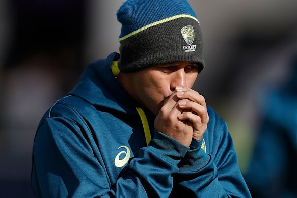 Usman Khawaja after being dropped for the fourth Ashes Test at Old Trfford in 2019.
