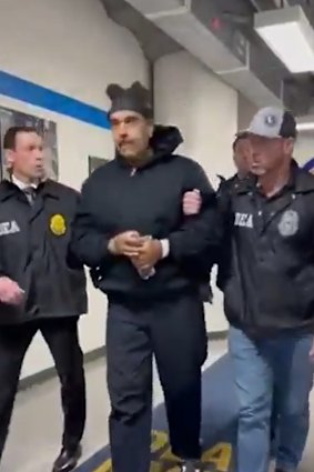 A screengrab from X video showing Maduro being &ldquo;perp walked&rdquo; by Drug Enforcement Administration officers in New York. 