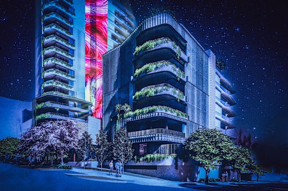 The proposed development seen from Main Street’s pedestrian level.