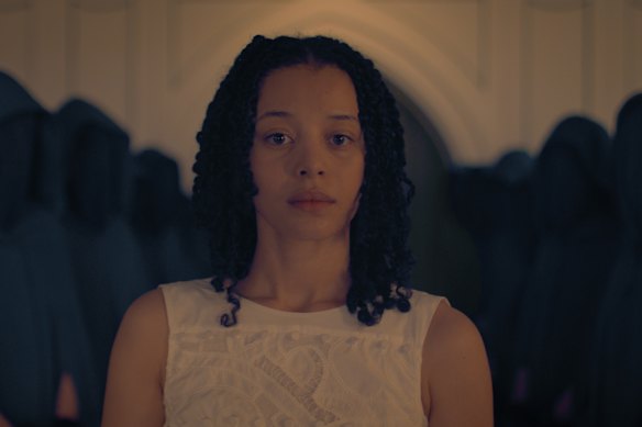 Chase Infiniti stars as Agnes in The Testaments, a sequel series to The Handmaid’s Tale.