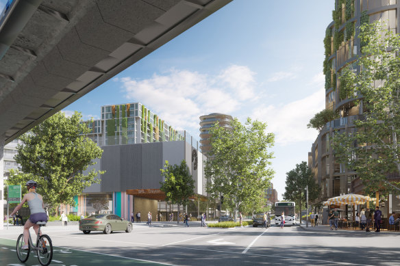 An artist’s impression of how the area around the SRL’s Clayton station might look.