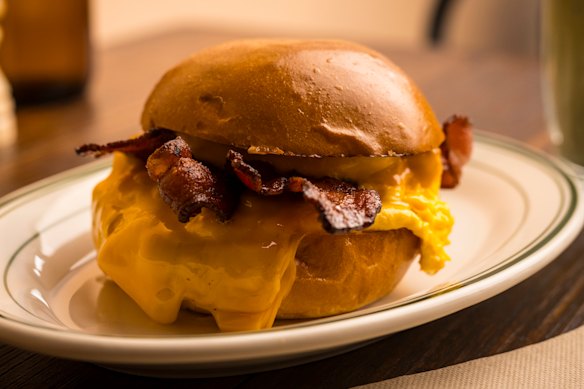 Streaky bacon and egg milk bun - just add “breakfast fries”.