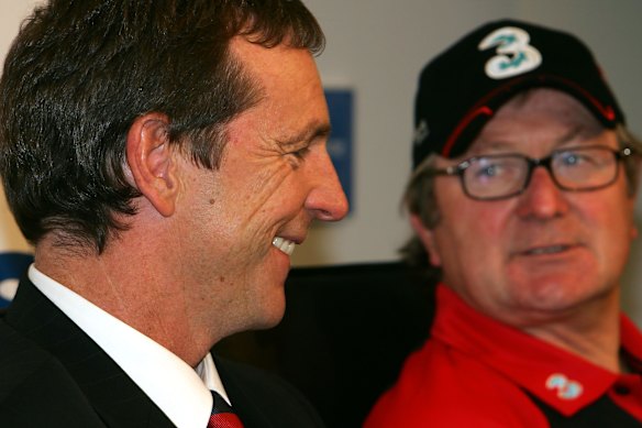 Coming head-to-head: Neale Daniher and Kevin Sheedy in 2005.