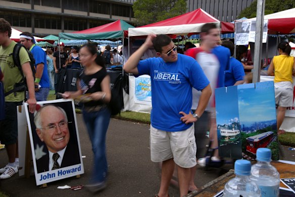 The then-Ashfield councillor Nick Adams at the University of Sydney’s 2005 O-Week.