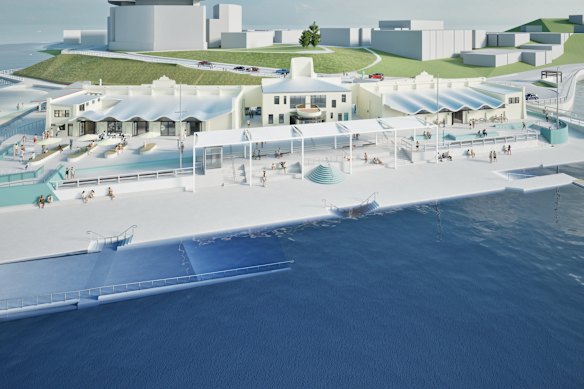 Proposed changes to Newcastle Ocean Baths include the renewal of the pavilion buildings, a mix of open and enclosed spaces for changing, as well as new toilets and showers.