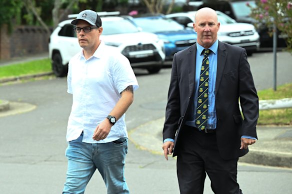 Matthew Norman (left) arrives at Waverley Local Court with his barrister Peter Strain.