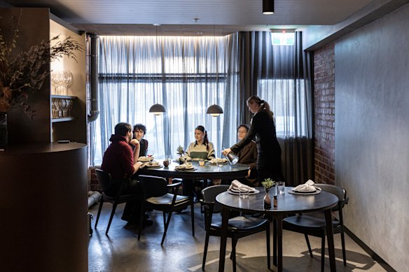 An internal archway separates Navi’s dining room (pictured) from its lounge bar.