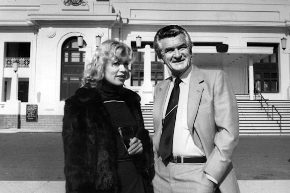 D’Alpuget and Bob Hawke just before the publication of her biography of him in 1982.