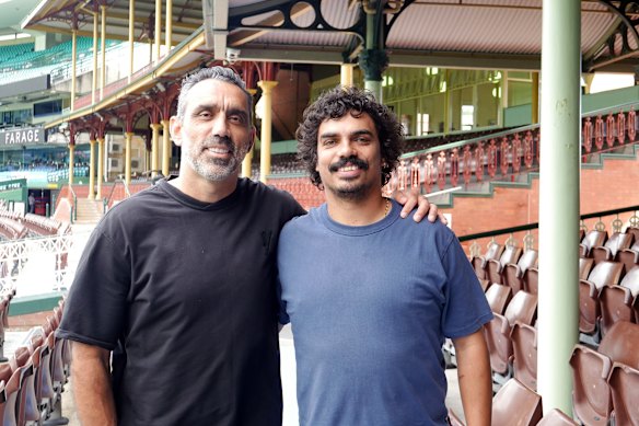 Adam Goodes (left) appears with Tony Armstrong on the latter’s new ABC series End Game.