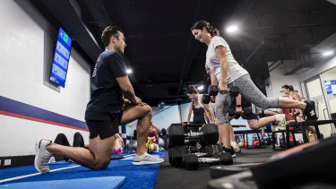 An F45 class in action in Sydney. The franchise utilises 45 minute workouts.