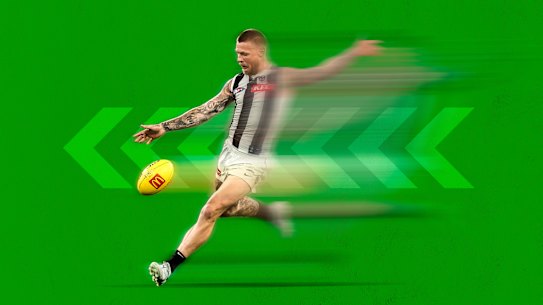 Anaerobic athletes, such as Collingwood’s Jordan De Goey, will find there’s little time to rest and recover for repeat efforts.