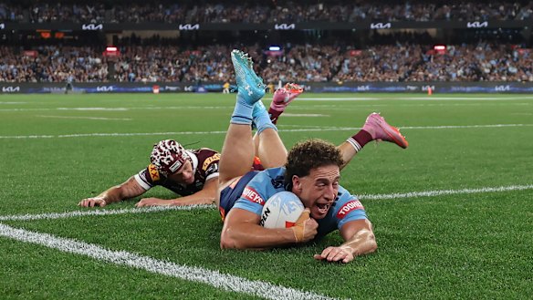 Mark Nawaqanitawase scored two tries on debut for NSW in Origin II in Melbourne.