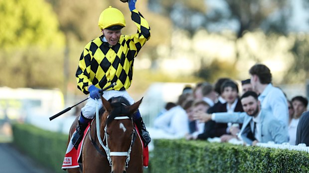Kerrin McEvoy after winning on Autumn Glow.